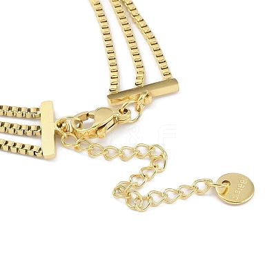 304 Stainless Steel 3-Strand Box Chain Butterfly Link Bracelets for Women BJEW-C071-01G-1