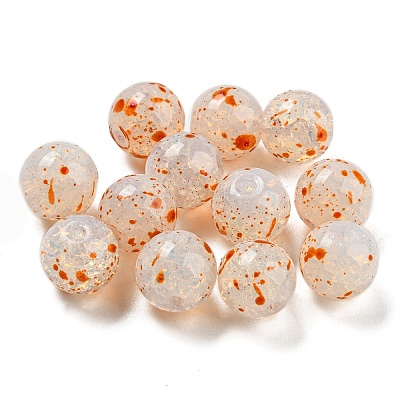 Transparent Spray Painting Crackle Glass Beads GLAA-L046-01A-08-1