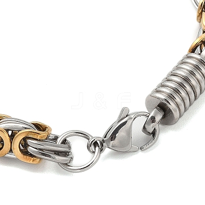 Ion Plating(IP) Grooved Column 304 Stainless Steel Byzantine Chain Bracelets Hand Polished for Men BJEW-B093-07GP-1
