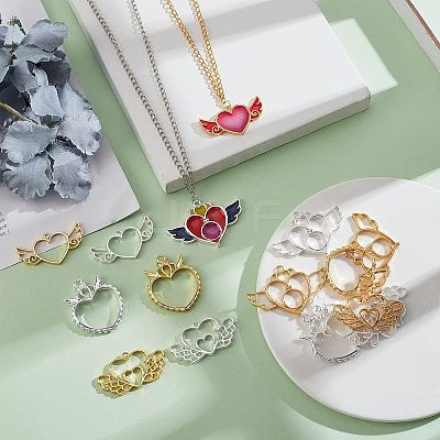 16Pcs 4 Style Alloy Open Back Bezel Big Pendants FIND-OC0001-65-1