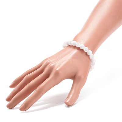Natural Gemstone & Synthetic Crackle Quartz Round Beaded Stretch Bracelet for Women BJEW-JB08528-1
