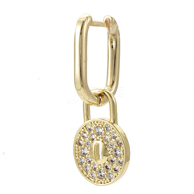 Brass Micro Pave Clear Cubic Zirconia Dangle Huggie Hoop Earrings EJEW-R115-002-NF-1