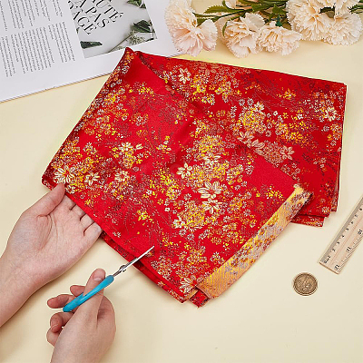 Flower Pattern Polyester Fabric DIY-WH0504-904A-1