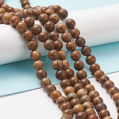 Natural Picture Jasper Round Bead Strands G-G-P070-55-8mm-1