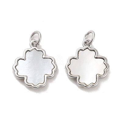 Brass Pave Shell Pendants KK-K365-08E-P-1