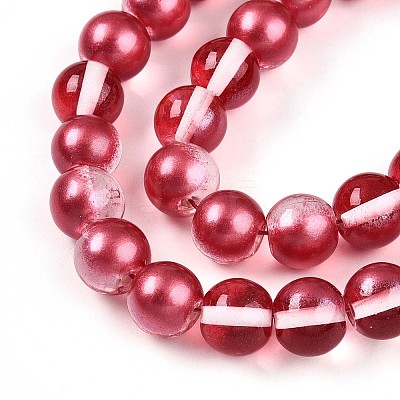 Baking Paint Transparent Glass Beads Strands DGLA-N011-10mm-06-1