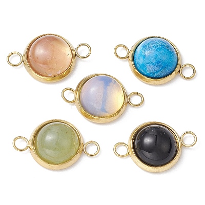 Natural & Synthetic Mixed Stone Connector Charms PALLOY-JF02188-01-1