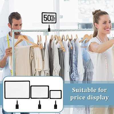 3 Styles Adjustable PVC Plastic Clip Sign Holder AJEW-FG0003-58-1
