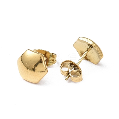 Ion Plating(IP) 304 Stainless Steel Hexagon Stud Earrings for Women EJEW-I285-04A-G-1
