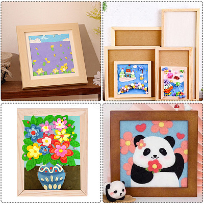 DIY Children Wood Decoration Clay Picture Frame WOOD-WH20008-07G-1