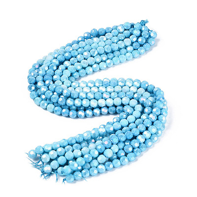 Anti-Tarnish Electroplate Glass Beads Strands EGLA-ZX010-8mm-15-1