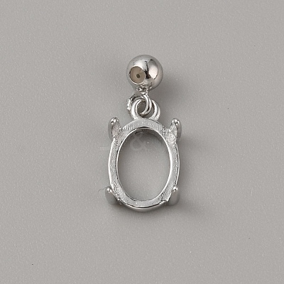 Rhodium Plated 925 Sterling Silver Pendant Cabochon Settings STER-WH0010-29-1
