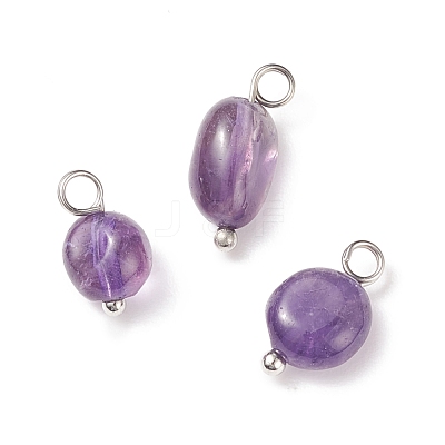 Natural Mixed Stone Charms PALLOY-JF01783-02-1