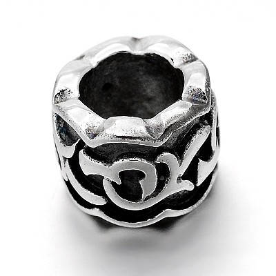 Retro 304 Stainless Steel Big Hole Column Beads STAS-E086-29AS-1