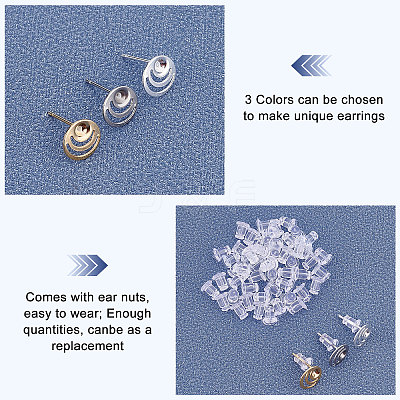 108Pcs 304 Stainless Steel Ear Stud Components STAS-UN0027-70-1