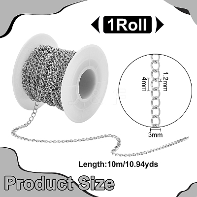 1Roll 304 Stainless Steel Curb Chains CHS-UN0001-27-1