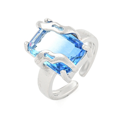 304 Stainless Steel Cubic Zirconia Open Cuff Ring LS-RJEW-S406-05P-04-1