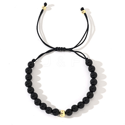 Natural Obsidian Round Beads Braided Bead Bracelets ZJ4066-6-1