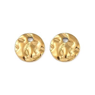 Ion Plating(IP) 304 Stainless Steel Textured Disc Charms STAS-Q336-11A-G-1
