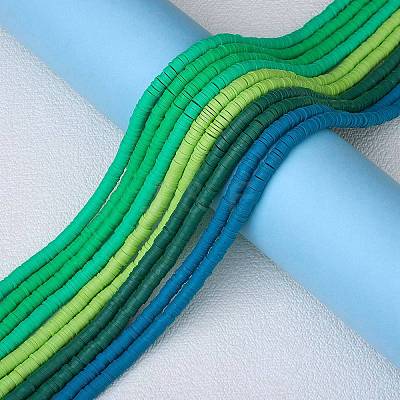 10 Strands 5 Colors Flat Round Handmade Polymer Clay Beads CLAY-SZ0002-02B-1