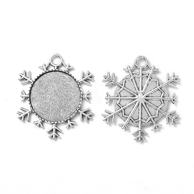 Christmas Ornaments Alloy Snowflake Pendant Cabochon Settings TIBEP-O006-29AS-1