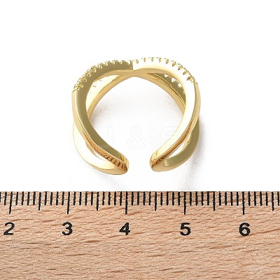 Adjustable Brass Micro Pave Clear Cubic Zirconia Cuff Rings X-RJEW-F101-17G-1