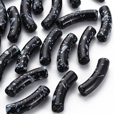 Opaque Spray Painted Acrylic Beads MACR-S372-002F-B01-1
