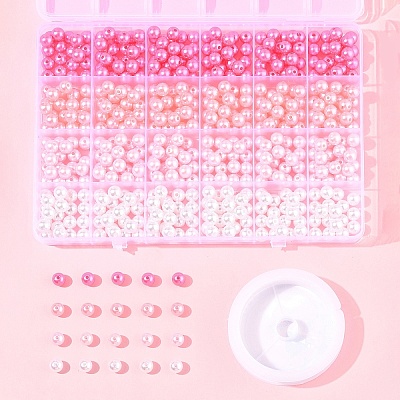 100Pcs 4 Colors Spray Painted ABS Plastic Imitation Pearl Beads OACR-FS0002-09A-1