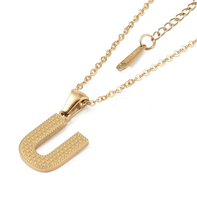 Ion Plating(IP) Initial Letter 304 Stainless Steel Pendant Necklaces NJEW-M199-01G-U-1
