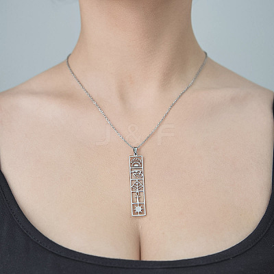 Non-Tarnish 201 Stainless Steel Hollow Eye & Cross & Sun Pendant Necklace NJEW-OY001-99-1