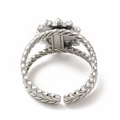 Tarnish Resistant 304 Stainless Steel Sun Open Cuff Ring Settings RJEW-B027-23P-1