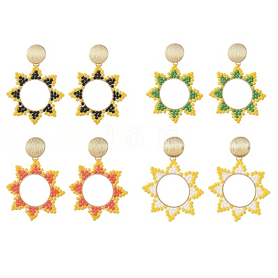 Brass Dangle Stud Earrings for Women EJEW-MZ00758-1