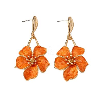 Flower Iron & Enamel Dangle Stud Earrings FS-WG46819-01-1