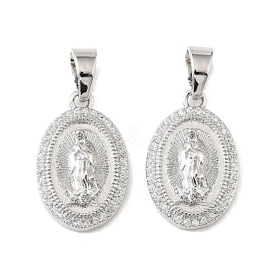 Brass & Clear Cubic Zirconia Pendants KK-G558-08P-1