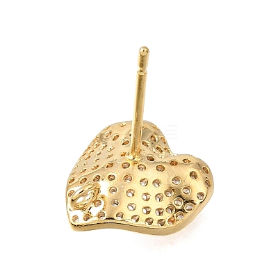 Brass Micro Pave Cubic Zirconia Stud Earring Findings with Loops CU-CBA1682-02G-1