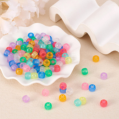 450Pcs 9 Colors Transparent & Luminous Plastic Beads KY-TA0001-35-1
