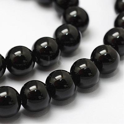 Natural Black Onyx Beads Strands G-N0309-23-8mm-1