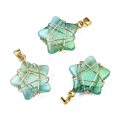 Lampwork Pendants GLAA-T023-06G-1