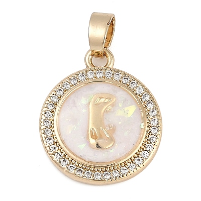 Brass Micro Pave Cubic Zirconia Pendants KK-Q005-05G-1
