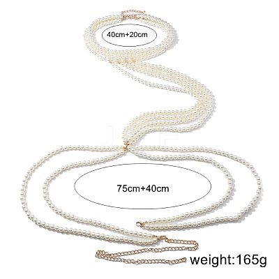 Plastic Imitation Pearl White Round Neck Waist Sexy Bikini Body Chains for Women WGAD7A5-01-1
