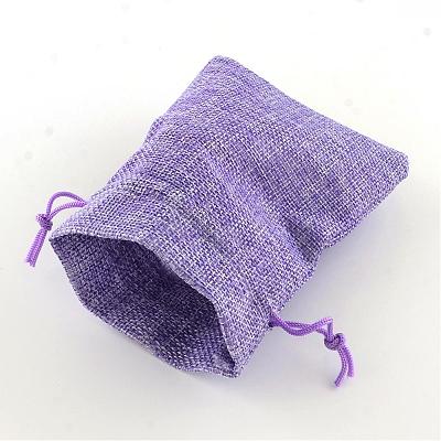 Polyester Imitation Burlap Packing Pouches Drawstring Bags ABAG-R004-18x13cm-08-1
