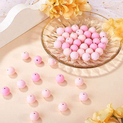 45Pcs 3 Colors Round Silicone Focal Beads SIL-TAD0001-01E-1