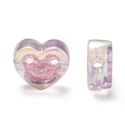 UV Plating Rainbow Iridescent Acrylic Beads OACR-G012-11A-1
