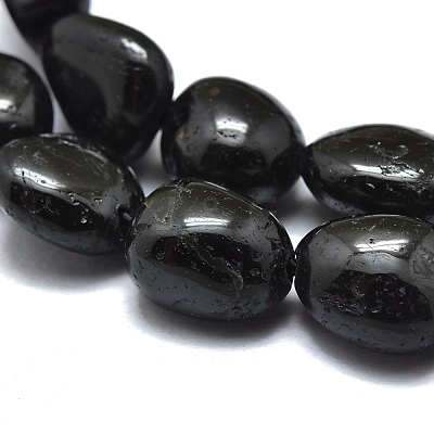 Natural Black Tourmaline Beads Strands X-G-O186-B-07-1