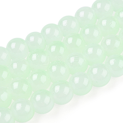 Baking Paint Imitation Jade Glass Round Bead Strands X1-DGLA-N003-6mm-08-1-1