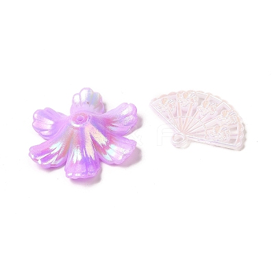 Rainbow Iridescent Plating Acrylic Beads OACR-U006-01G-1
