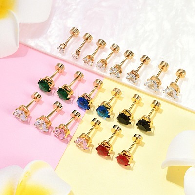 Heart Glass Ear Fake Plugs EJEW-H105-25G-E-1