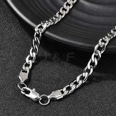 6MM 304 Stainless Steel Cuban Link Chain Necklaces for Women Men NJEW-B134-01C-P-1
