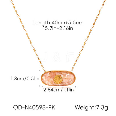 Ocean Natural Shell Resin Pendant 304 Stainless Steel Cable Chain Necklaces for Women WGEB2E9-05-1