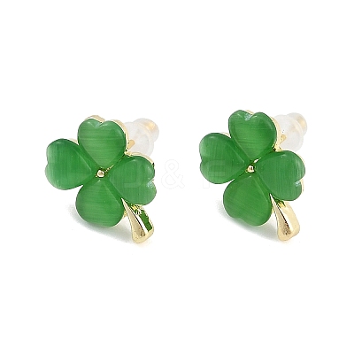 Alloy Cat Eye Stud Earrings EJEW-M092-02G-02-1